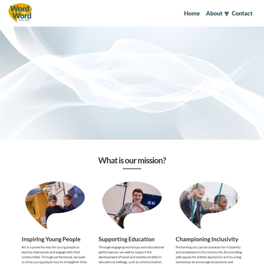 WordForWord Arts CIC Website screenshot